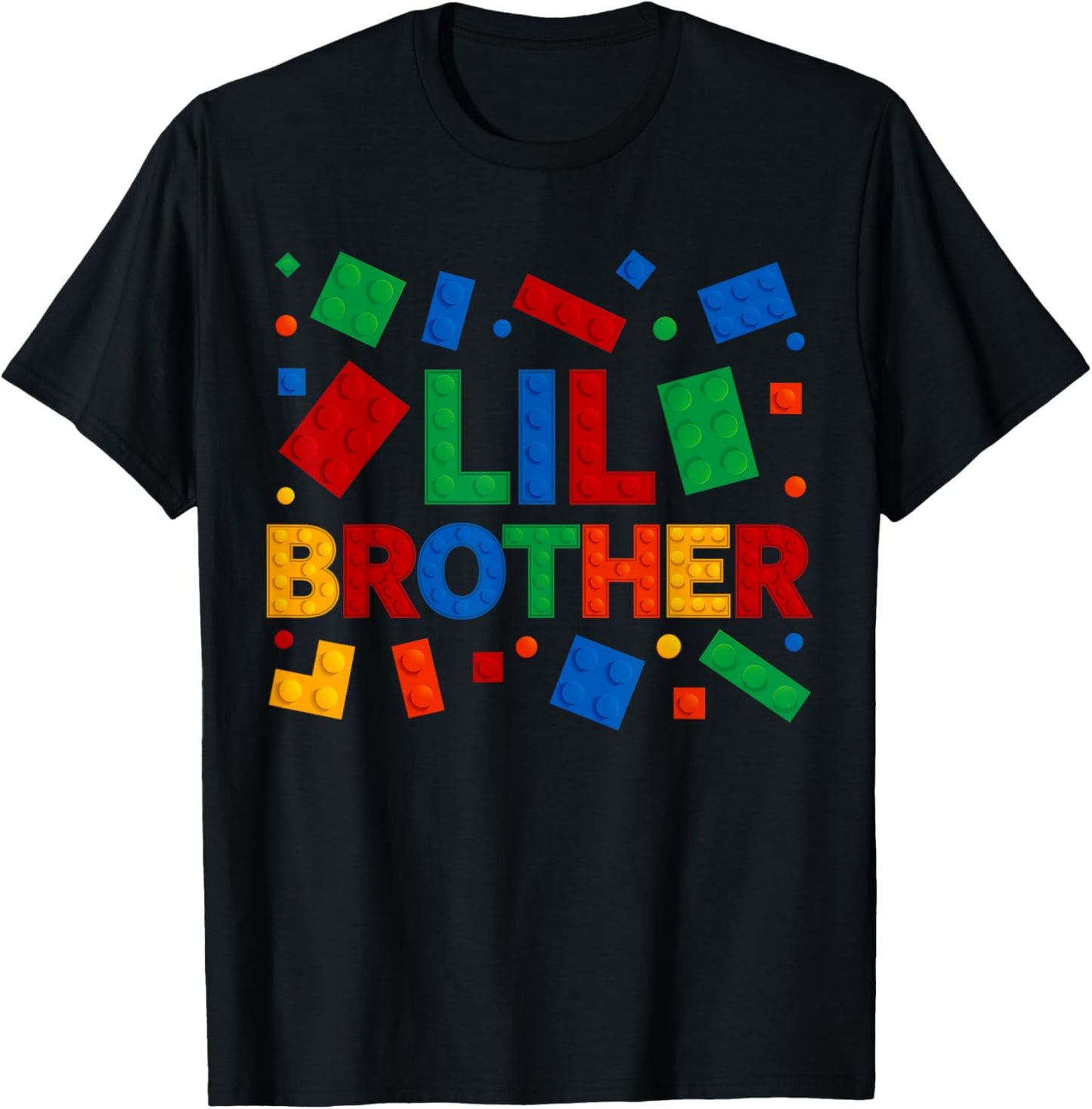 Family Lil Brother Master Builder Bricks Blocks Birthday T-Shirt - T-Shirt | Black