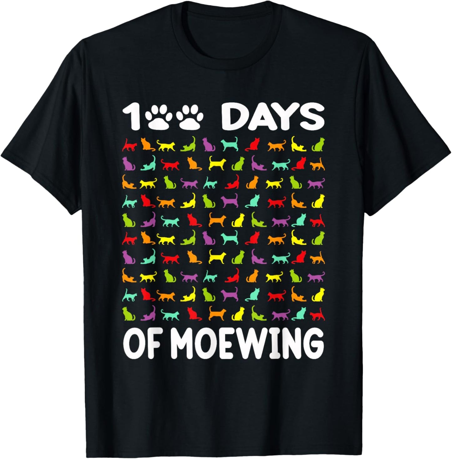 Happy 100 Days of Meowing Funny Cat 100th Day of School T-Shirt - T-Shirt | Black