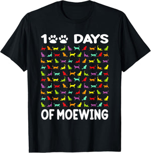 Happy 100 Days of Meowing Funny Cat 100th Day of School T-Shirt - T-Shirt | Black
