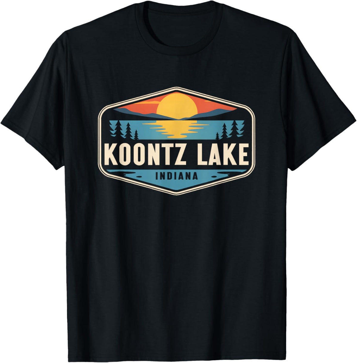 Koontz Lake Indiana Outdoors Vintage T-Shirt - T-Shirt | Black