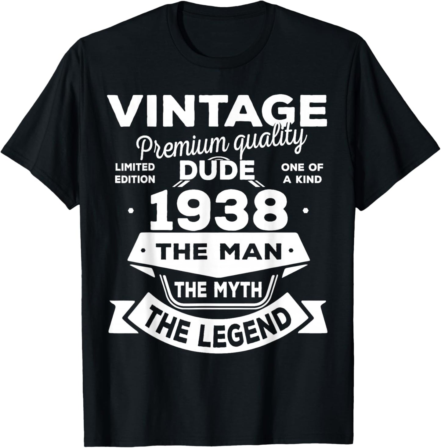 88th Birthday Gift Man Myth Legend 1938 88 for Years Old T-Shirt - T-Shirt | Black