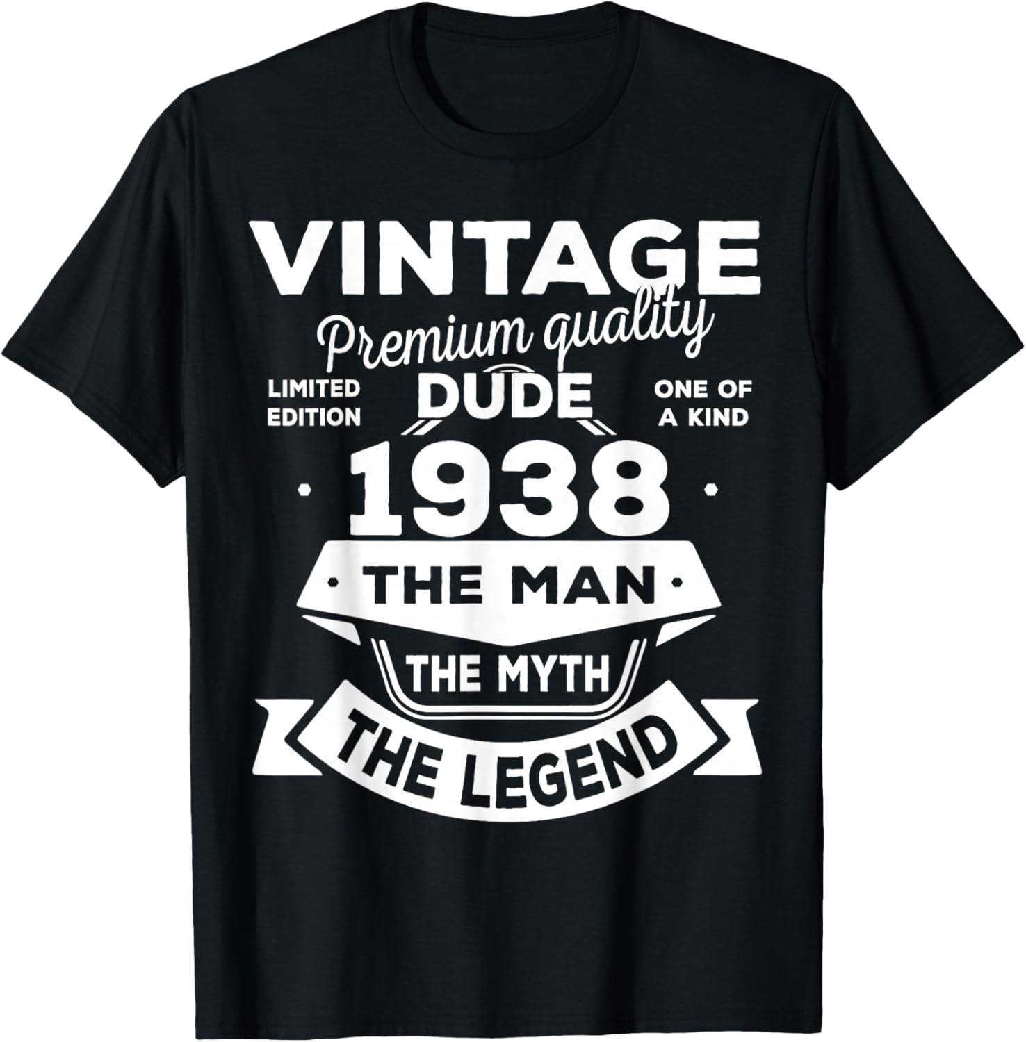 88th Birthday Gift Man Myth Legend 1938 88 for Years Old T-Shirt - T-Shirt | Black