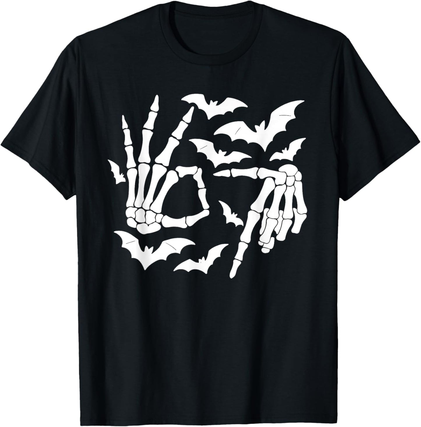 6 7 Meme Halloween Skeleton Hand Sign Graphic T-Shirt - T-Shirt | Black