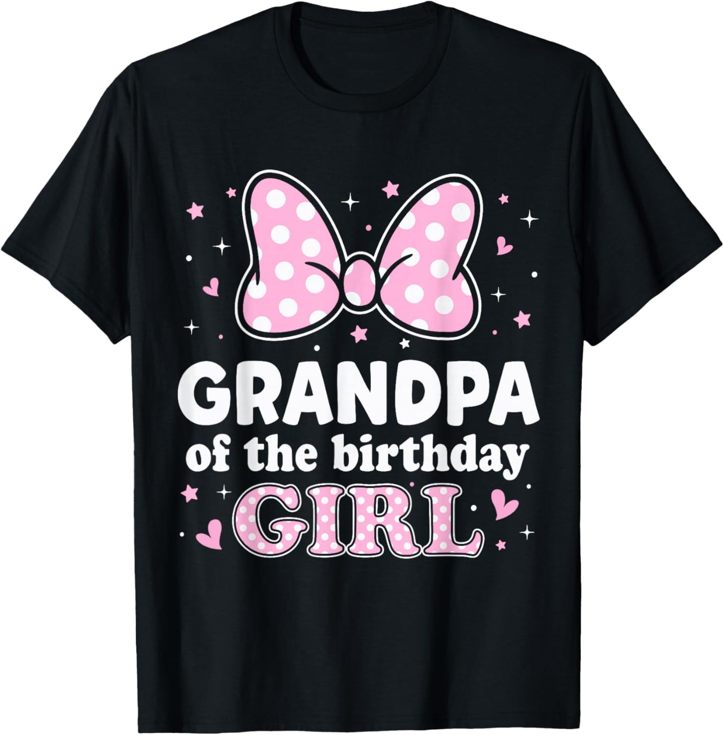 Grandpa of The Birthday Girl Cute Pink Bow Family Matching T-Shirt - T-Shirt | Black