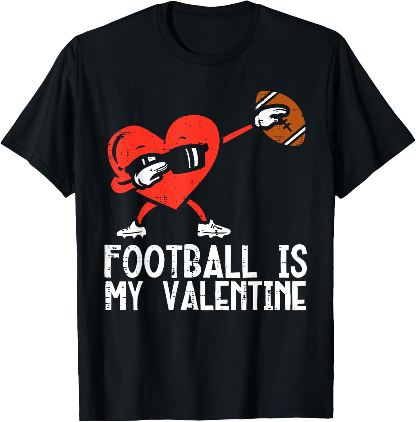 Football is My Valentine Funny Dabbing Heart Boys Kids Men T-Shirt - T-Shirt | Black