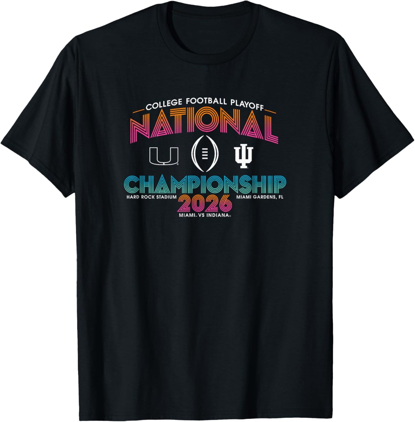 Miami vs Indiana CFP National Championship 2026 Black T-Shirt - T-Shirt | Black