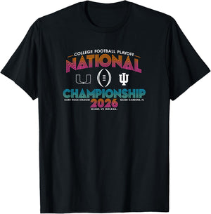 Miami vs Indiana CFP National Championship 2026 Black T-Shirt - T-Shirt | Black