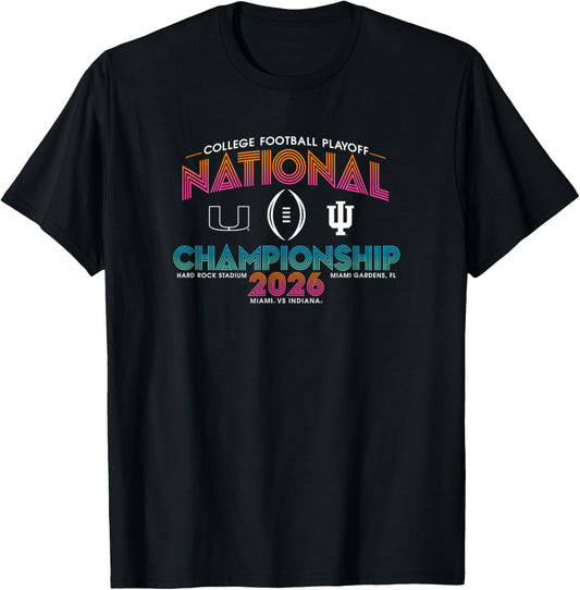 Miami vs Indiana CFP National Championship 2026 Black T-Shirt - T-Shirt | Black