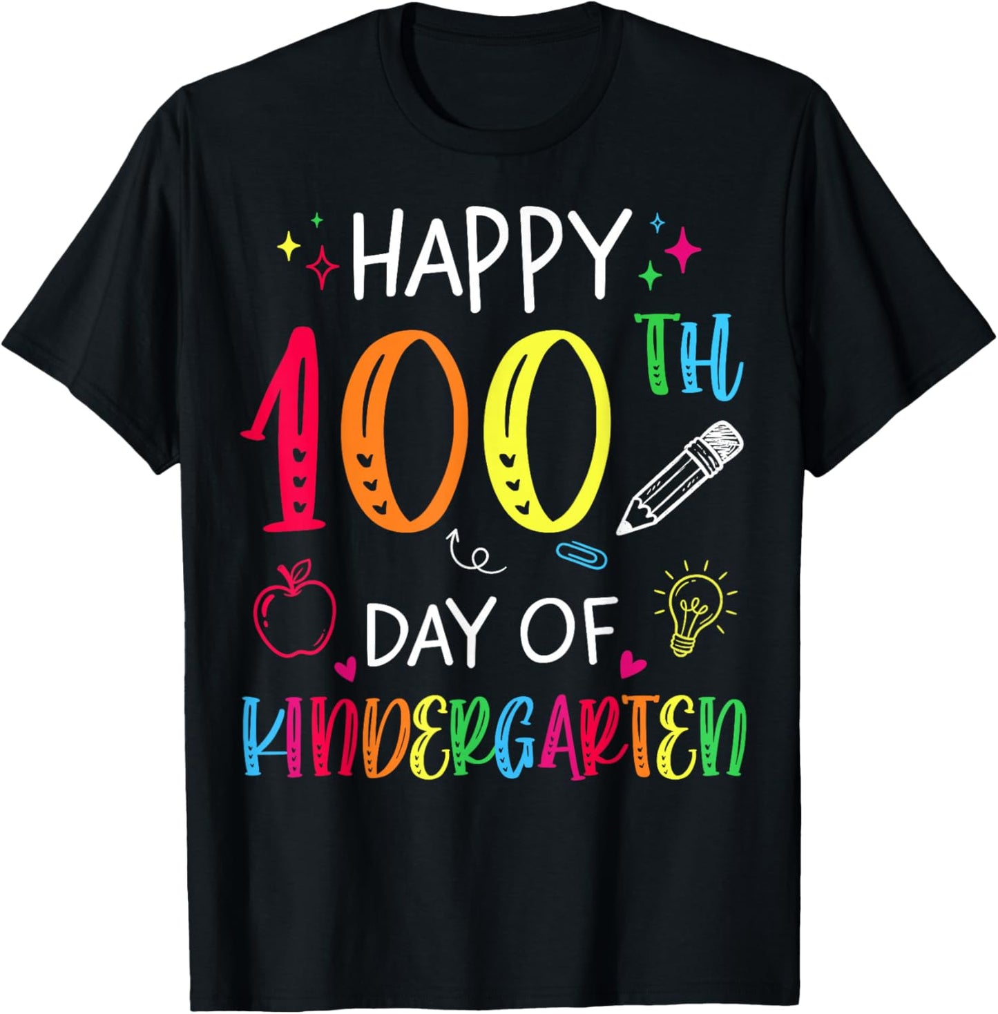 100th Day of Kindergarten Teachers Kids 100 Days of School T-Shirt - T-Shirt | Black
