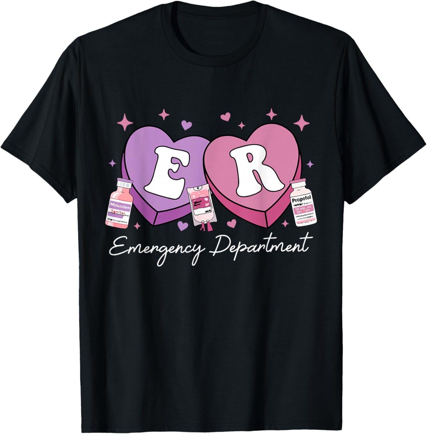 Emergency Department Nurse Valentine's Candy ER ED Nursing T-Shirt - T-Shirt | Black