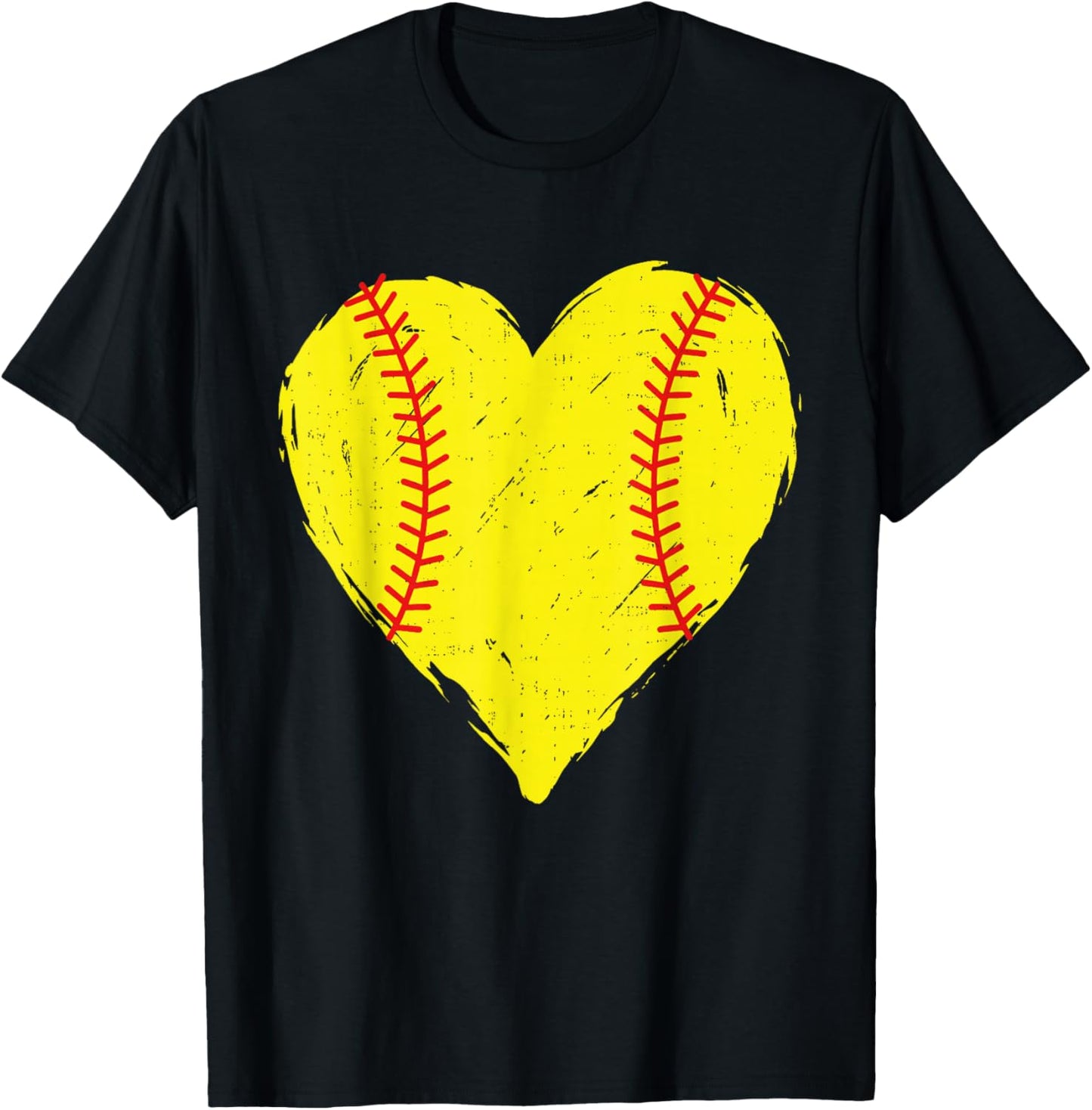 Softball Heart Cheer Mama Mom Mothers Day Game Day T-Shirt - T-Shirt | Black
