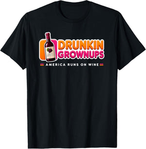 Cabernet Sauvignon Drunkin Grownups America Runs On Wine T-Shirt - T-Shirt | Black