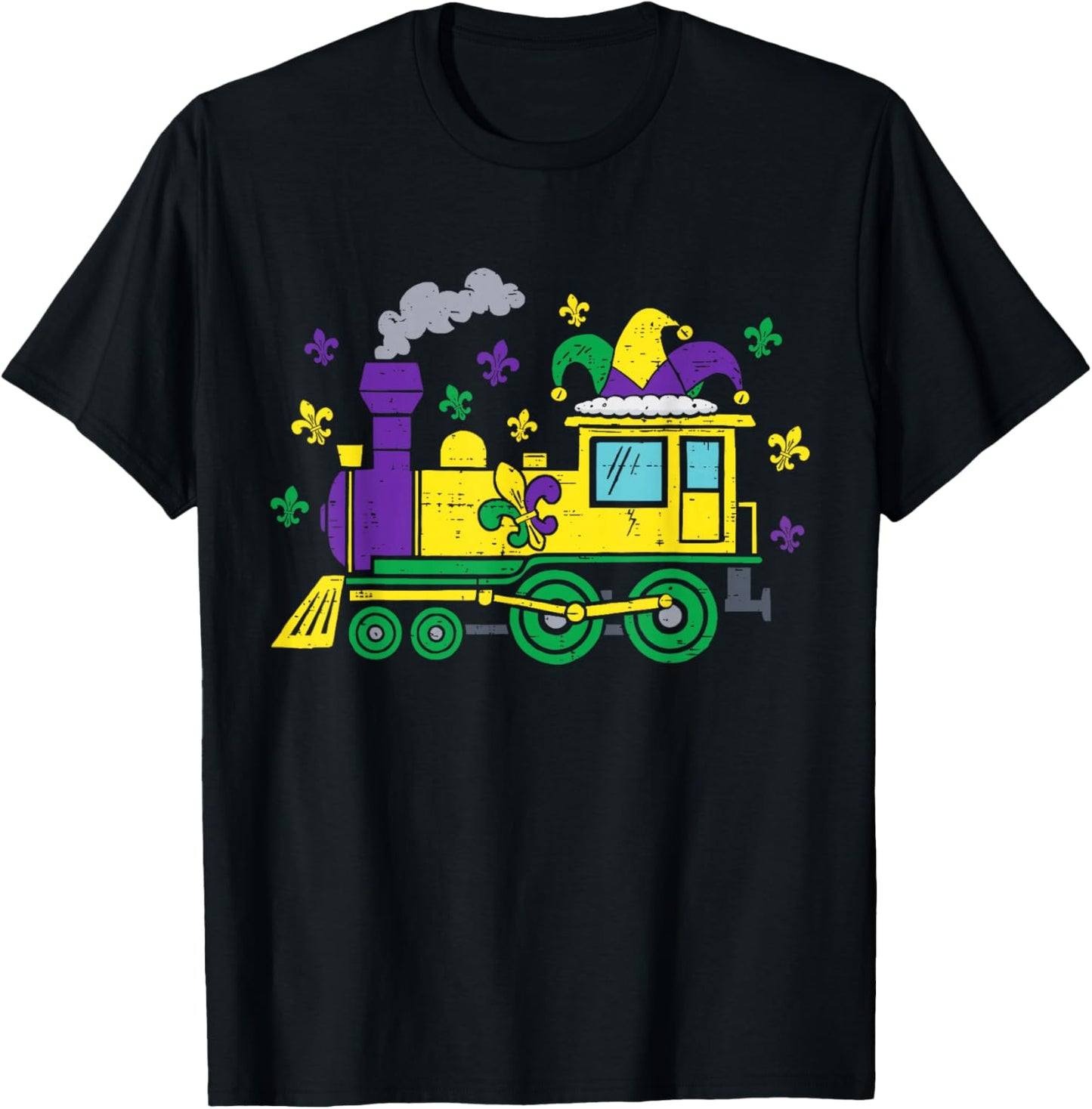 Cute Mardi Gras Train with Fleur De Lis Boys Kids Toddler T-Shirt - T-Shirt | Black