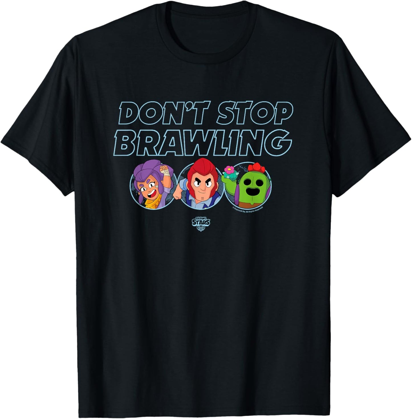 Brawl Stars Don't Stop Brawling Colt Spike & Shelly Portrait T-Shirt - T-Shirt | Black