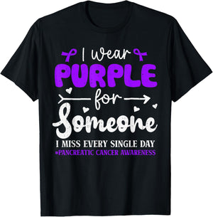 I Wear Purple for Someone Pancreatic Cancer Awareness Family T-Shirt - T-Shirt | Black