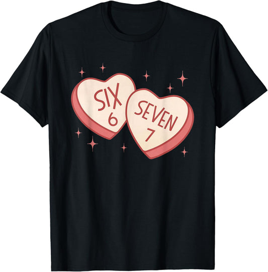 67 Valentines Day Candy Heart 6 7 Meme Six Seven Kids Boys T-Shirt - T-Shirt | Black