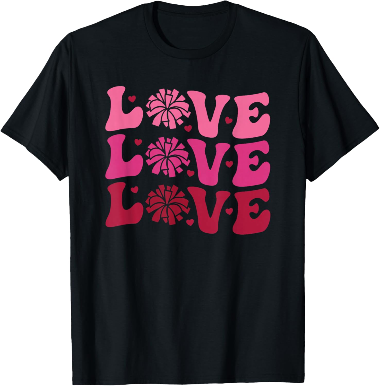 Cheerleader Love Valentine's Day Trendy Cheer Cute Retro T-Shirt - T-Shirt | Black
