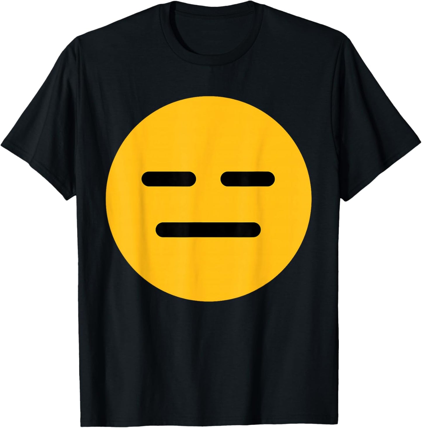 Funny Emoticon Expressionless Face with Straight Mouth T-Shirt - T-Shirt | Black