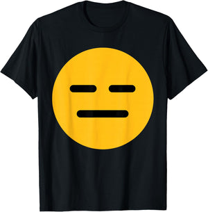 Funny Emoticon Expressionless Face with Straight Mouth T-Shirt - T-Shirt | Black