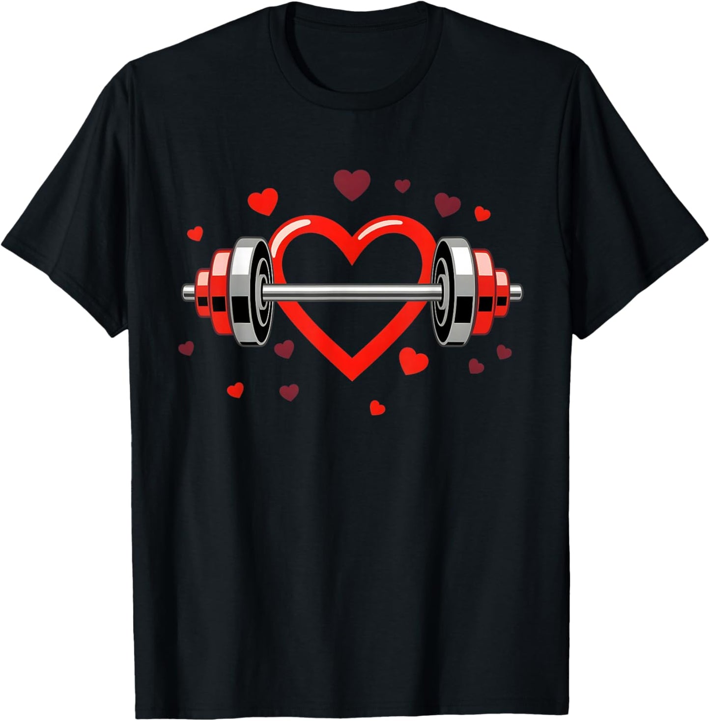 Fitness Heart Barbell Valentine's Day Gym Workout Women Men T-Shirt - T-Shirt | Black