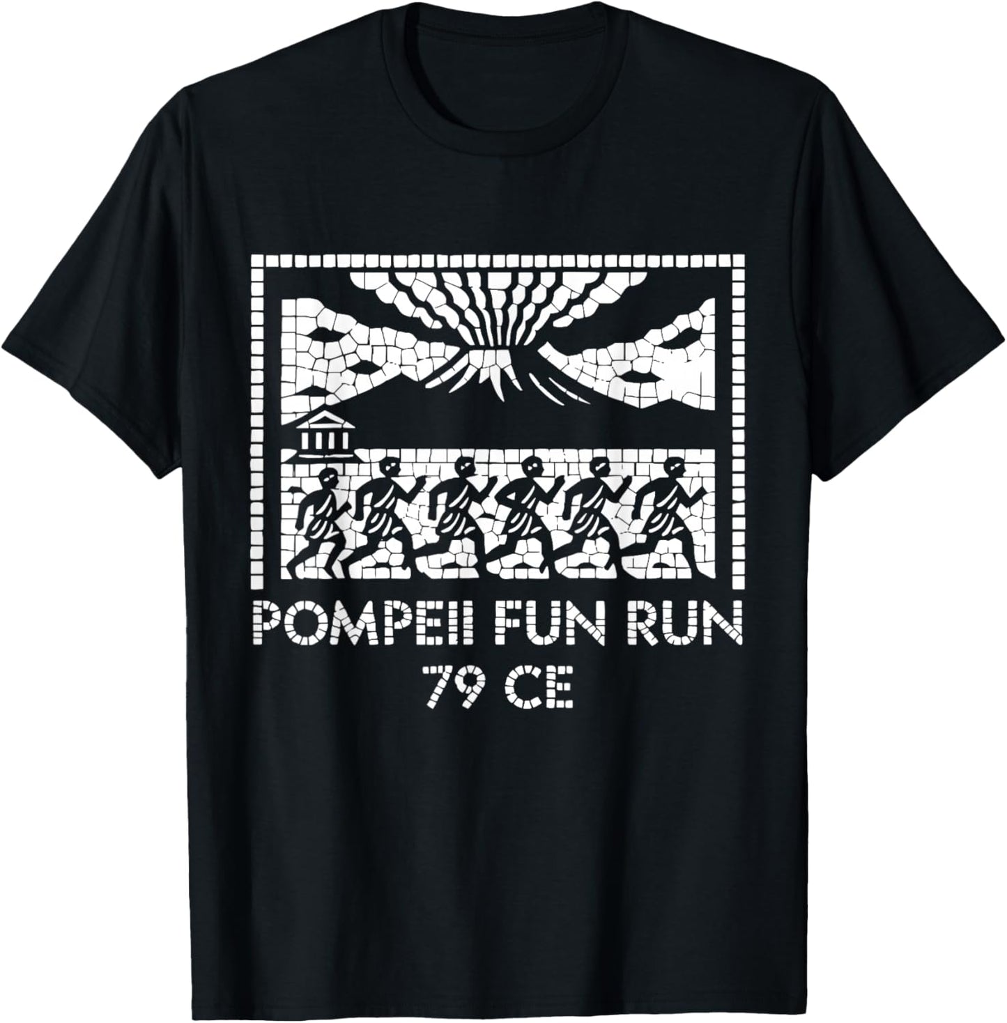 Pompeil Fun Run 79 CE - History Teacher Archaeology Mosaic T-Shirt - T-Shirt | Black
