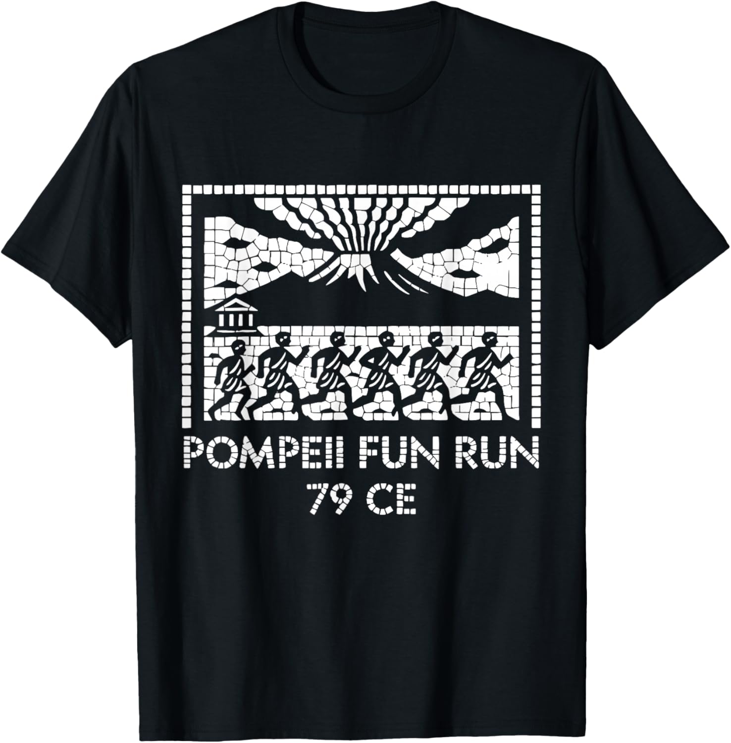 Pompeil Fun Run 79 CE - History Teacher Archaeology Mosaic T-Shirt - T-Shirt | Black