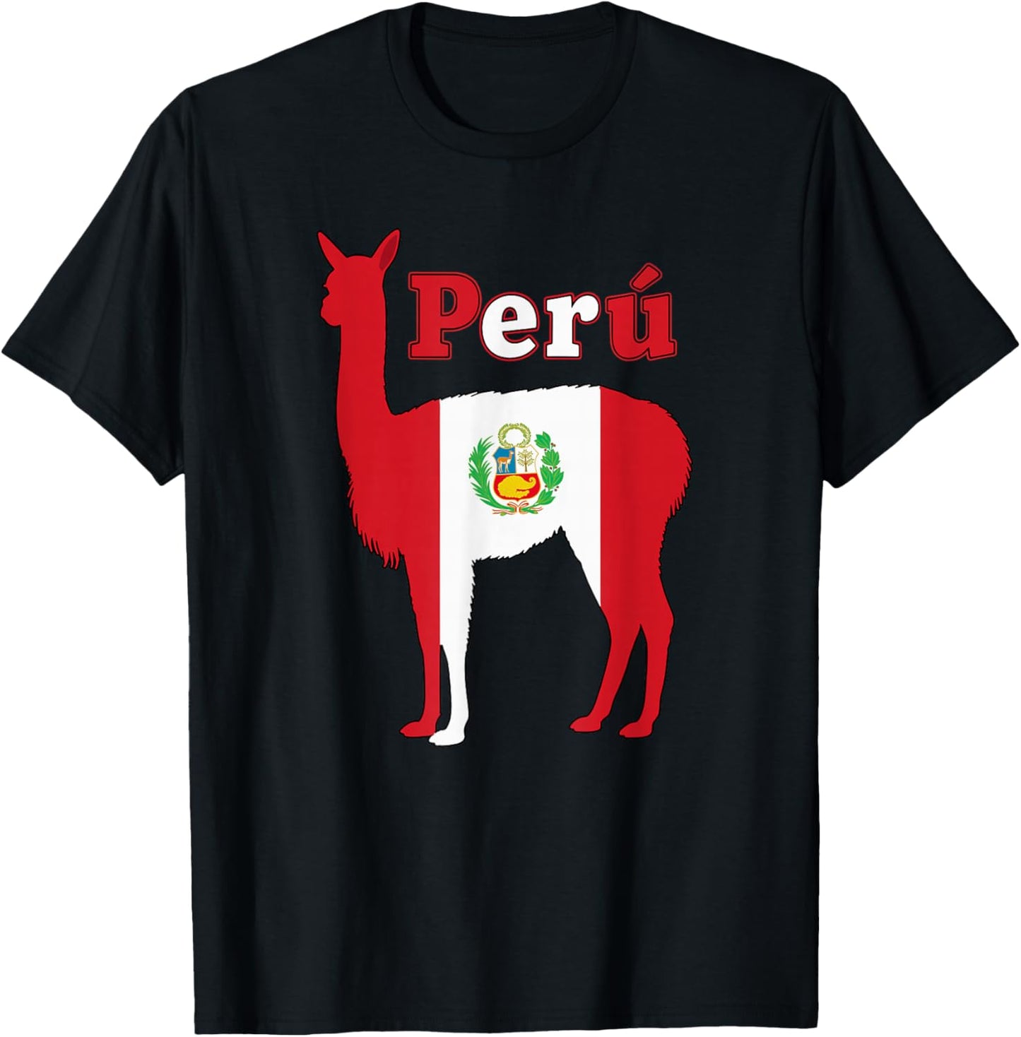 Perú Vicuna Peruvian Flag Pride Peru Llama Alpaca T-Shirt - T-Shirt | Black