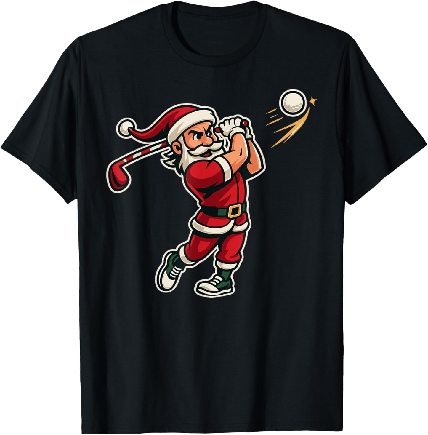 Golfer Santa Christmas Golf Shirt Men Kids Boys Golfing Xmas T-Shirt - T-Shirt | Black