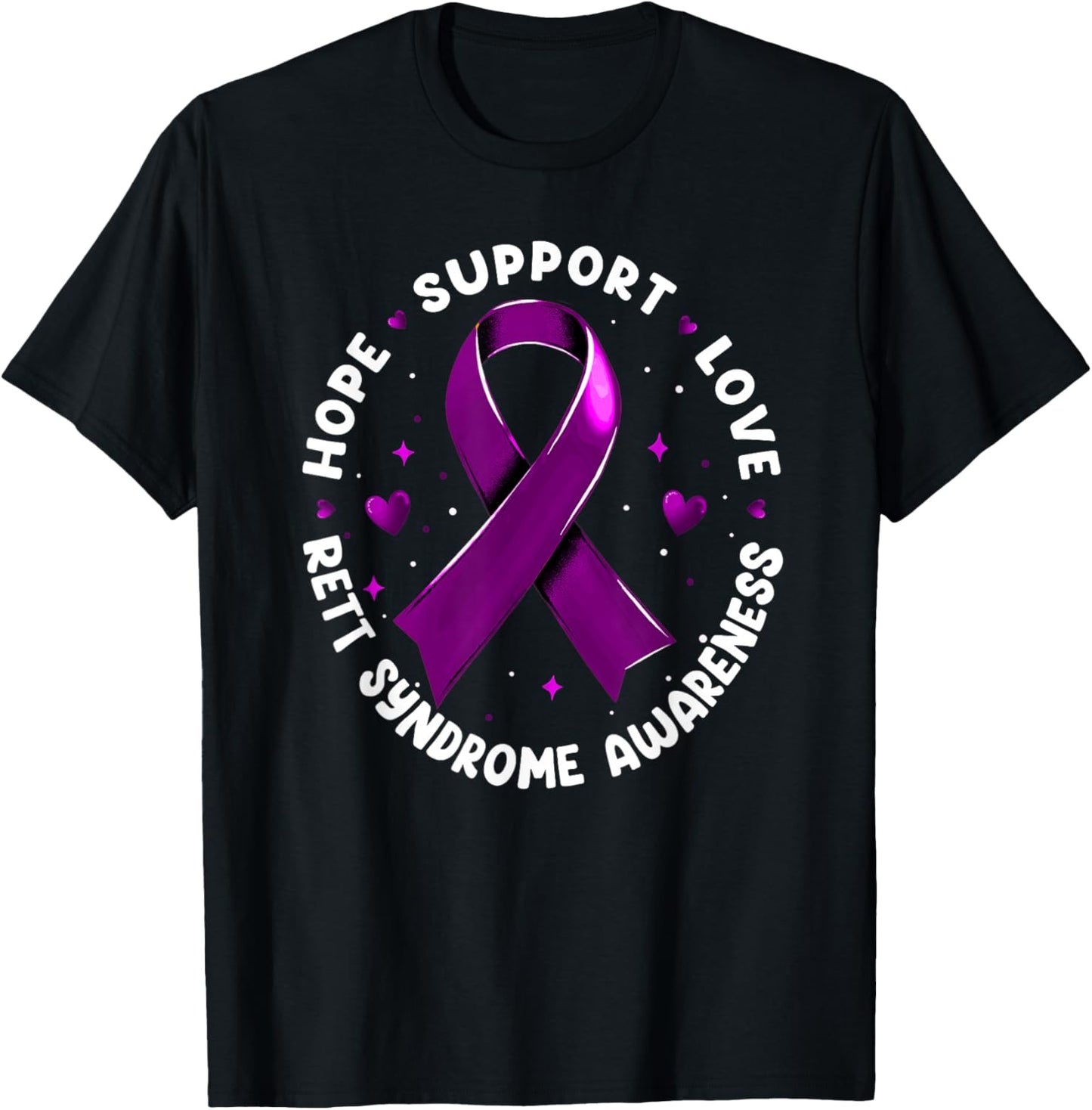 Hope Support Love Rett Syndrome Awareness T-Shirt - T-Shirt | Black