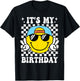 Groovy It's My Birthday Boys Kids Happy Face Birthday Party T-Shirt - T-Shirt | Black