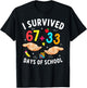 I Survived 67 33 Days of School 100 Days Teachers Kids Boys T-Shirt - T-Shirt | Black
