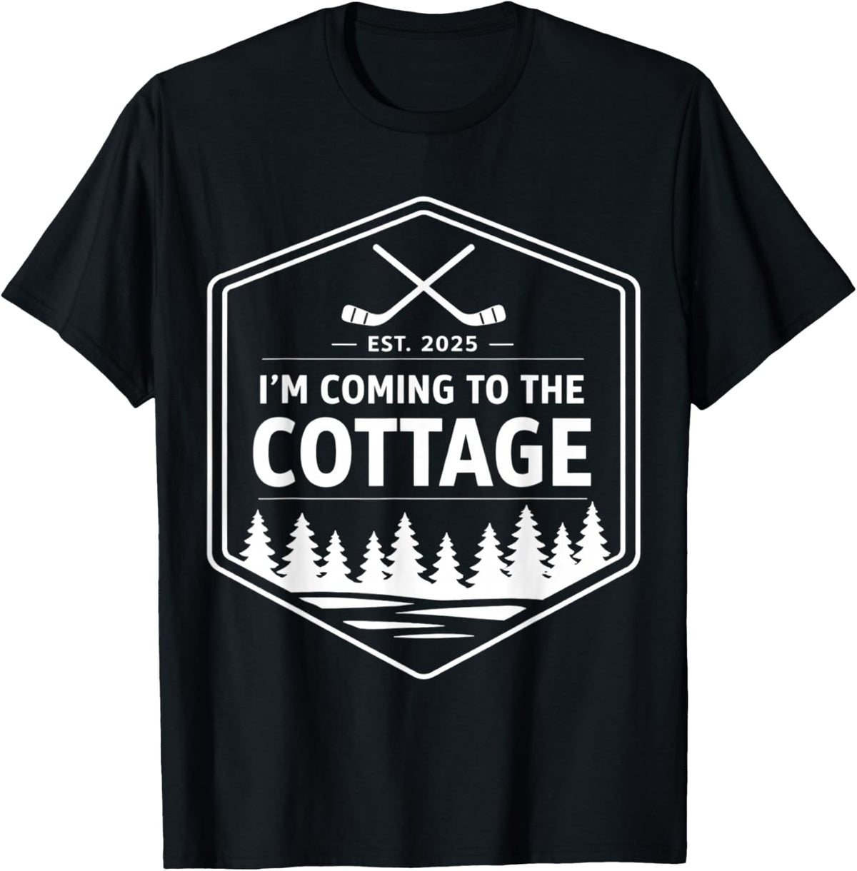 Coming to The Cottage Cozy Outdoors Hockey Romantic Couple T-Shirt - T-Shirt | Black