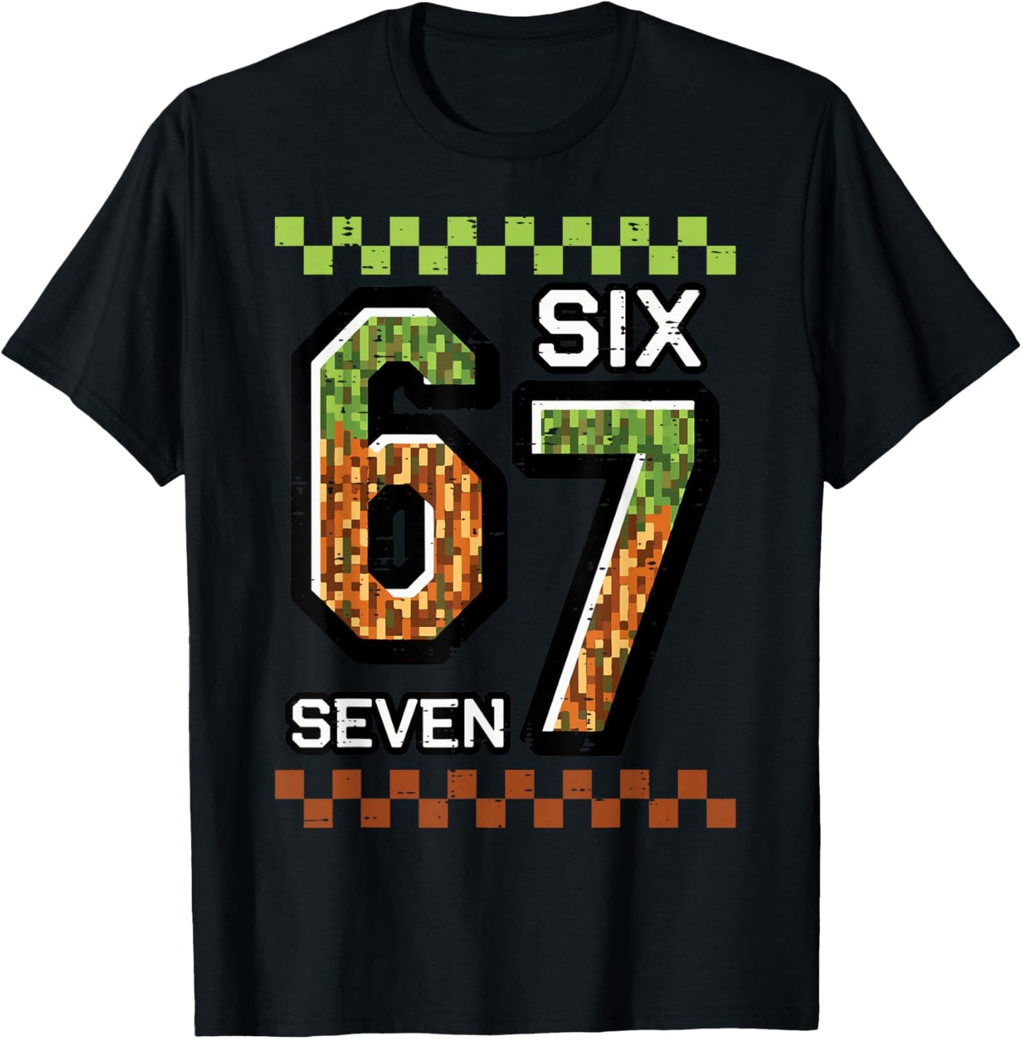 6 7 Six Seven Pixel Gaming Funny Meme 67 Boys Kids Youth Men T-Shirt - T-Shirt | Black