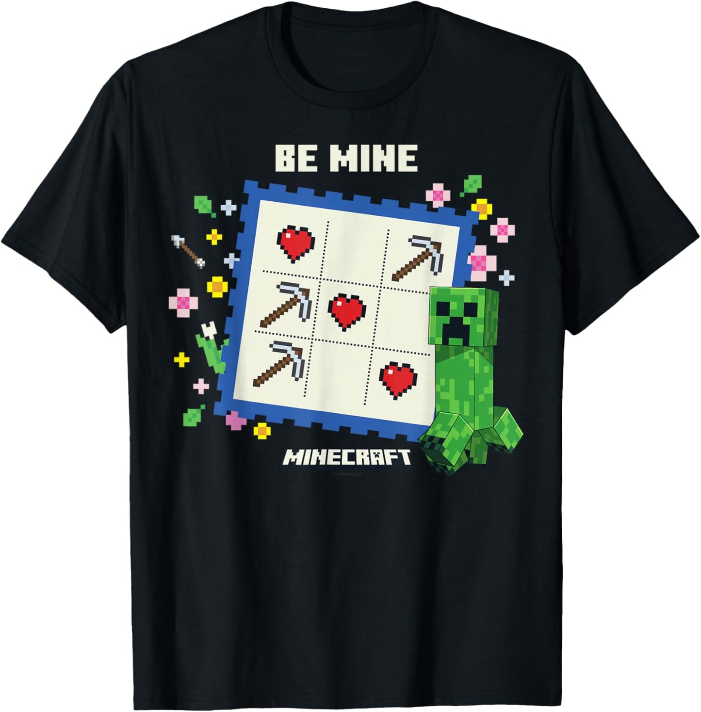 Minecraft Valentine's Day Be Mine Creeper Valentine's Card T-Shirt - T-Shirt | Black