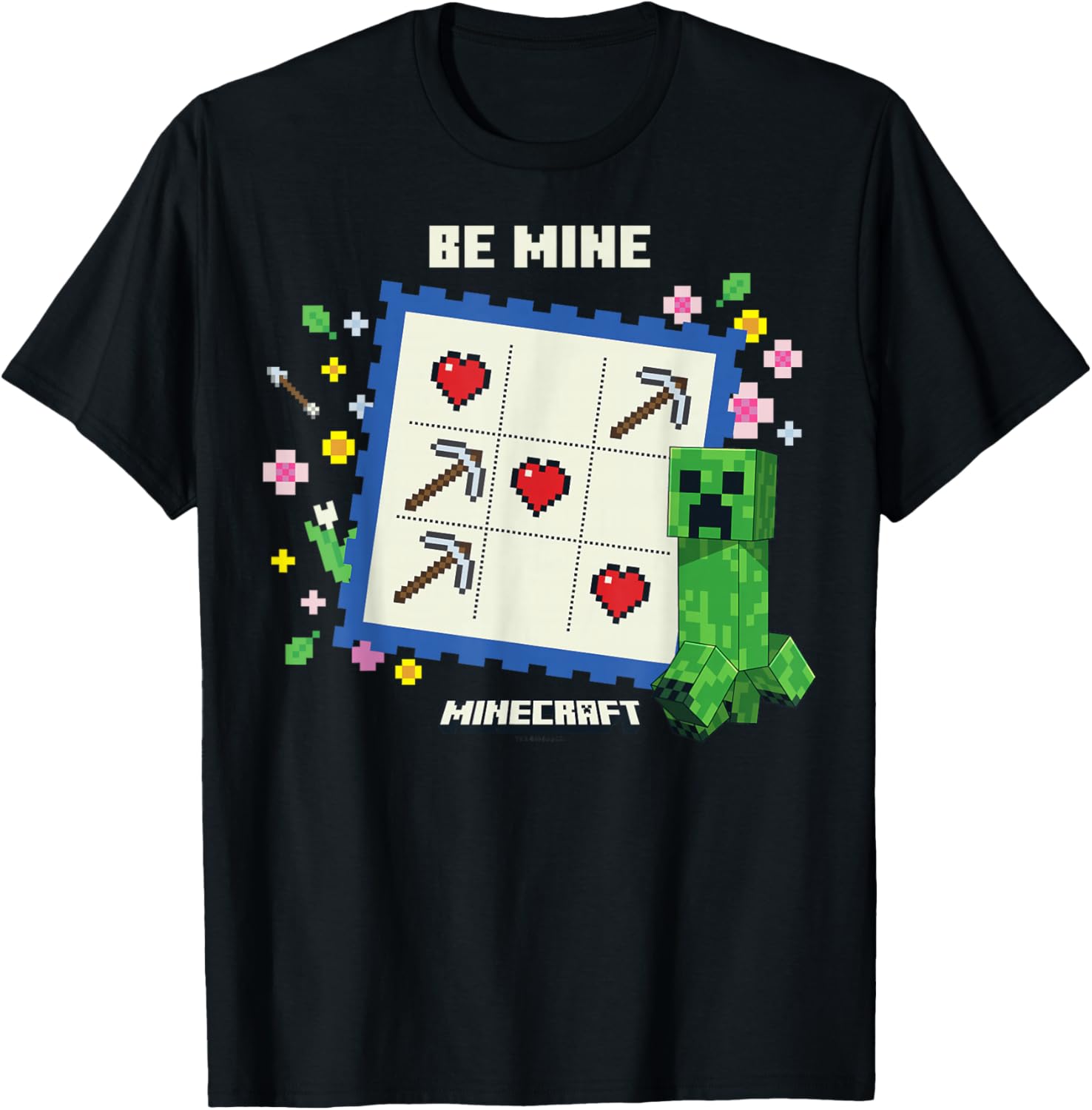 Minecraft Valentine's Day Be Mine Creeper Valentine's Card T-Shirt - T-Shirt | Black