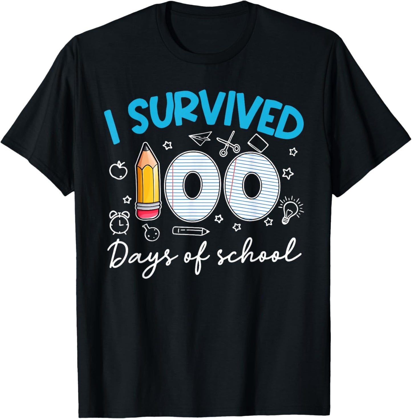 I Survived 100 Days of School Teacher Student T-Shirt - T-Shirt | Black