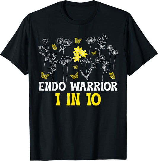 Endo Warrior 1 in 10 Endometriosis Awareness Month T-Shirt - T-Shirt | Black