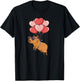 Kids Girls Valentines Day Heart Balloons Capybara T-Shirt - T-Shirt | Black
