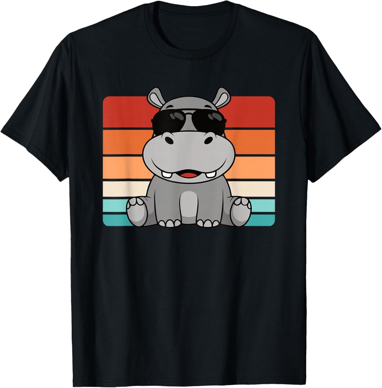 Cool Retro Hippo Lover Hippopotamus Funny Men Boys Kids T-Shirt - T-Shirt | Black