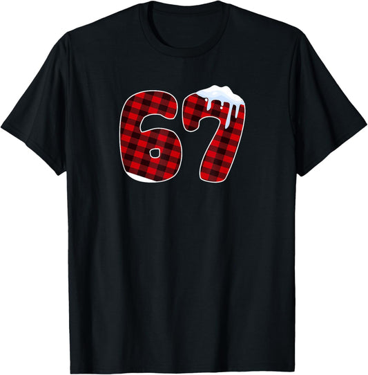 67 Christmas Meme 6 7 Numbers Six Seven Funny Xmas Pajamas T-Shirt - T-Shirt | Black