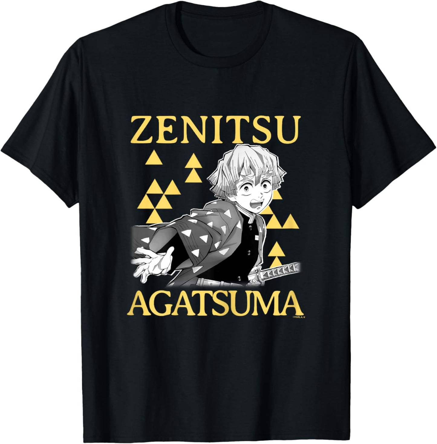 Demon Slayer: Kimetsu no Yaiba Zenitsu Scary Face T-Shirt - T-Shirt | Black