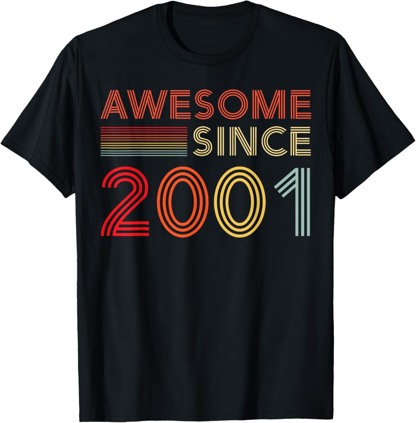 25 Birthday Decorations Men 25yr Awesome 2001 25th Birthday T-Shirt - T-Shirt | Black