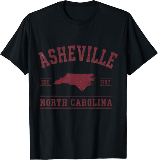 Asheville North Carolina Est. 1797 T-Shirt - T-Shirt | Black