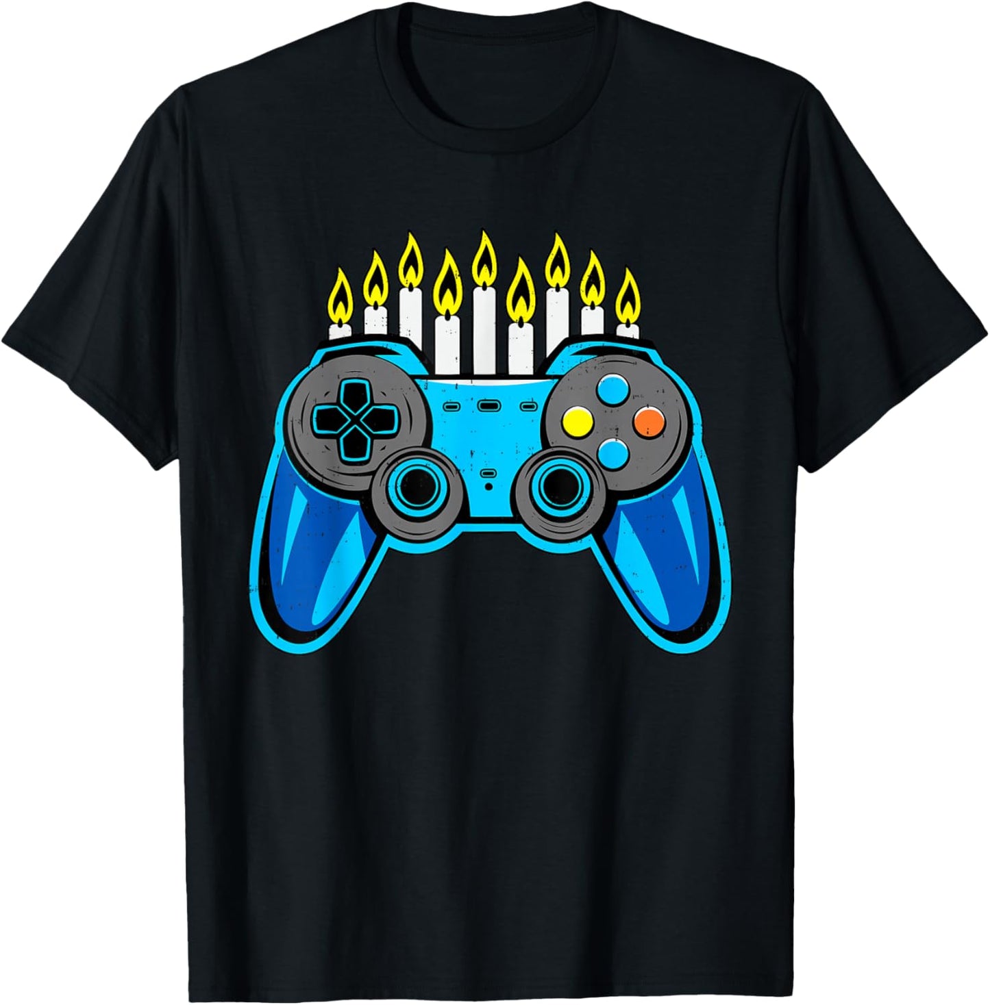 Boys Hanukkah Video Game Dreidel Jewish Menorah Chanukah Kid T-Shirt - T-Shirt | Black