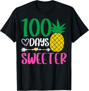 100 Days of Sweeter Pineapple 100th Days of School T-Shirt - T-Shirt | Black