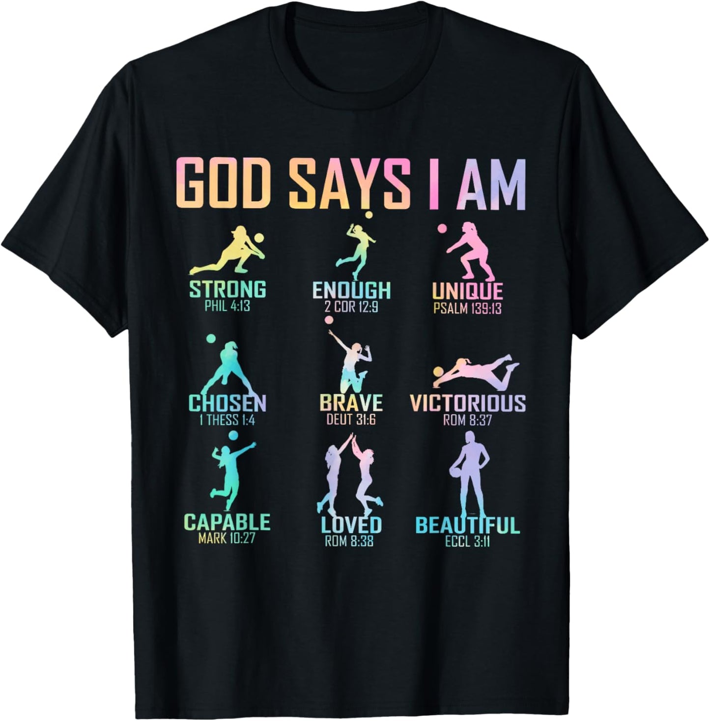 Christian God Says I Am Volleyball Boy Girls Christ T-Shirt - T-Shirt | Black