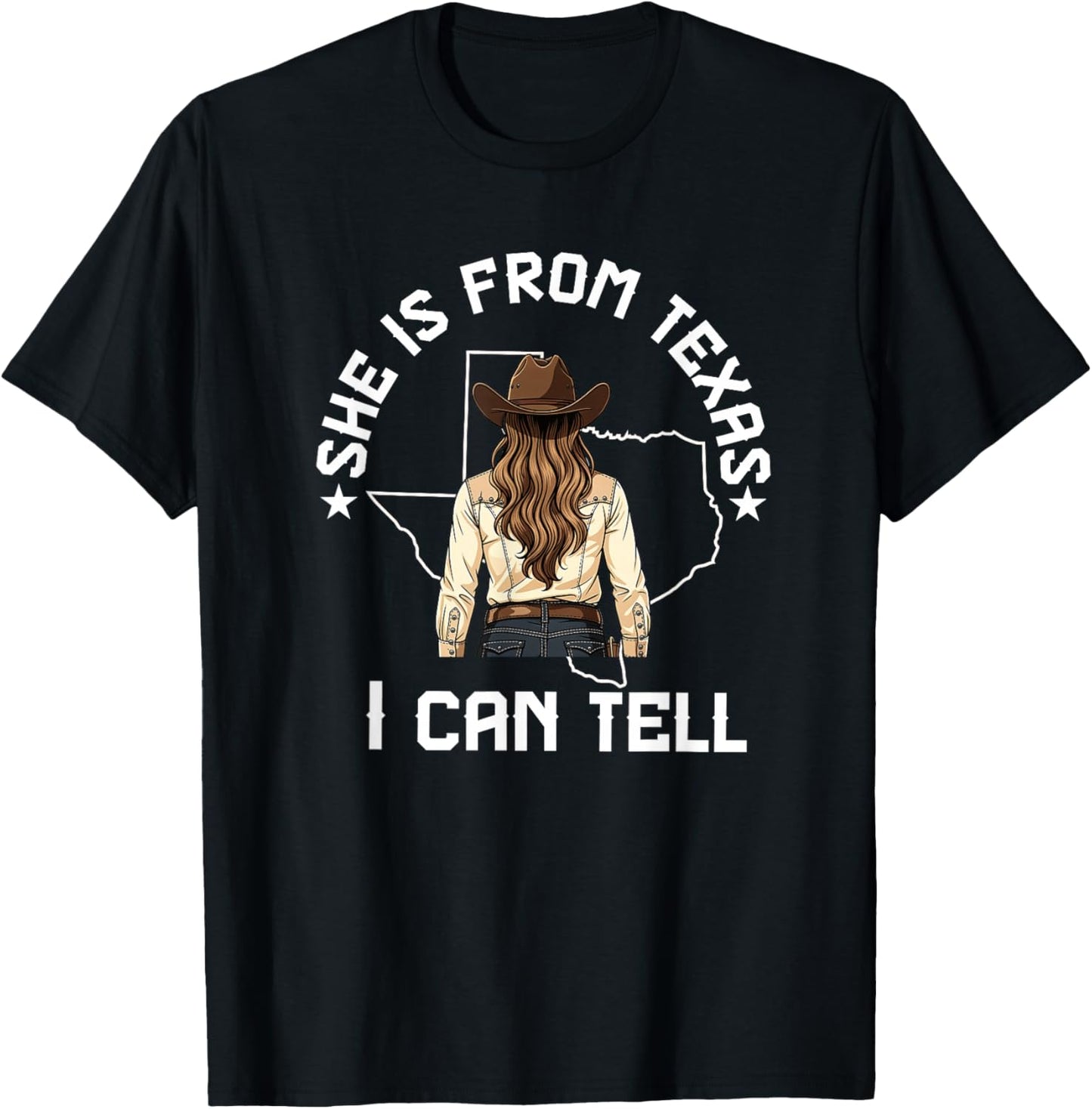 She is from Texas I Can Tell Funny Girl Women Texas Map Flag T-Shirt - T-Shirt | Black