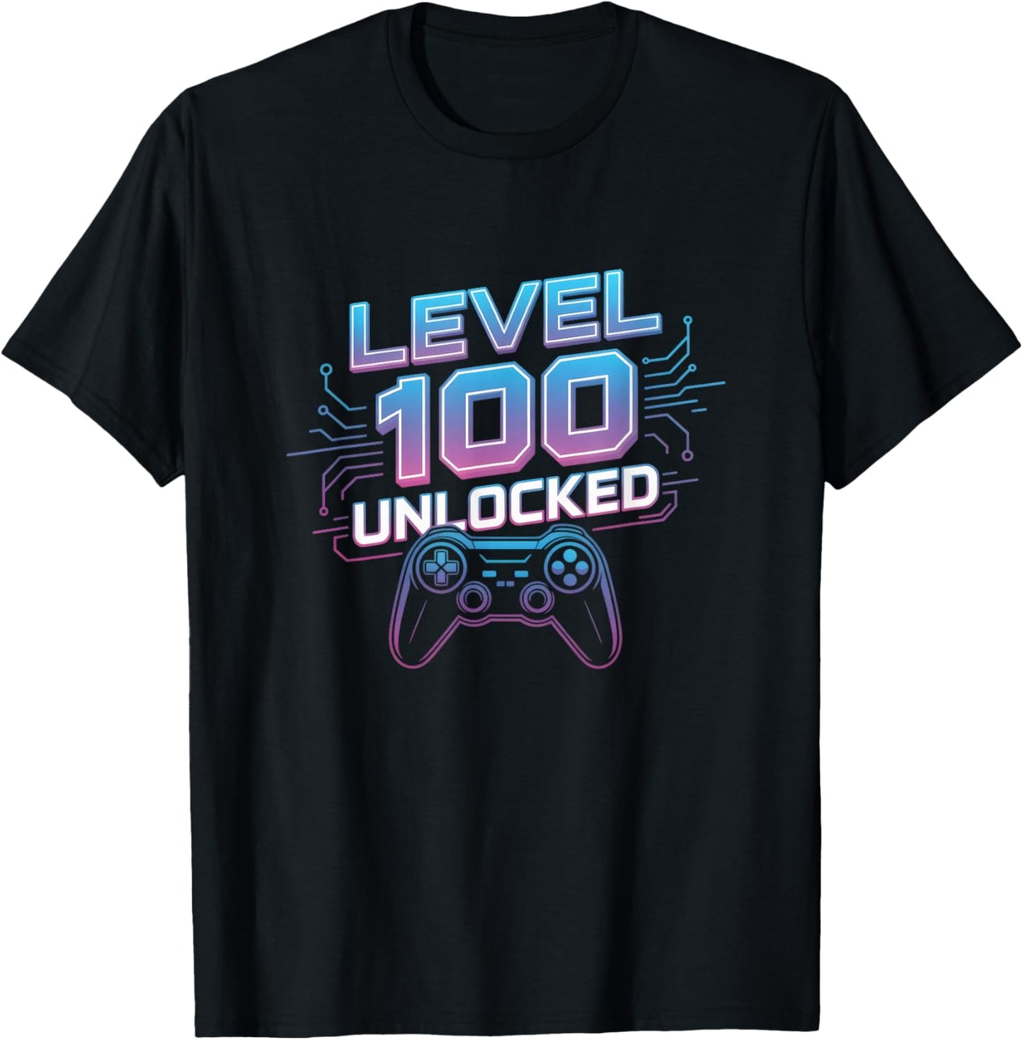 Level 100 Unlocked Video Game Controller 100th Day of School T-Shirt - T-Shirt | Black