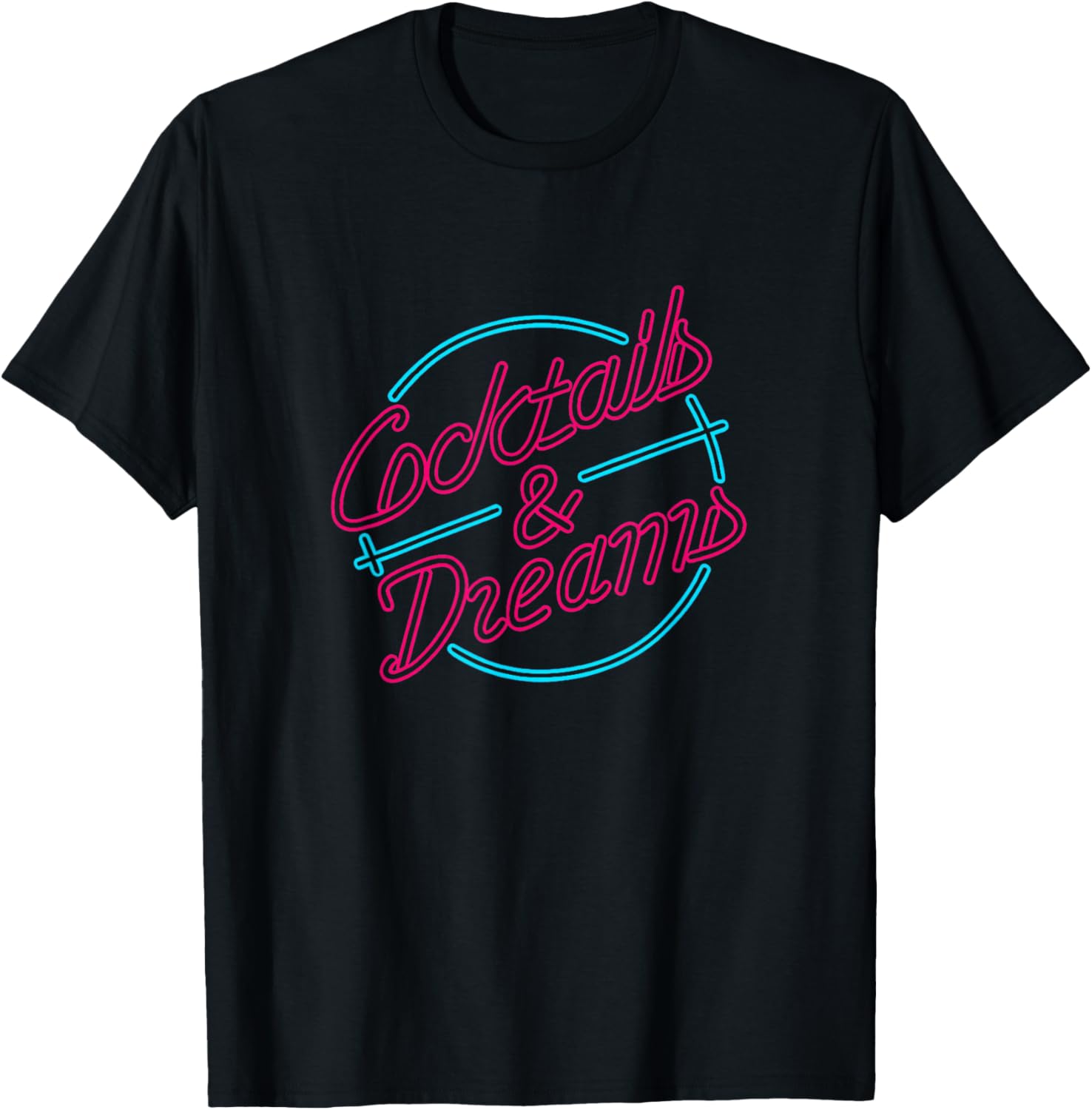 Cocktail and Dreams | Cocktail Vintage 80s Inspired Geeks T-Shirt - T-Shirt | Black