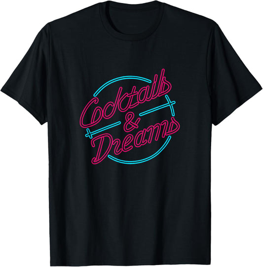 Cocktail and Dreams | Cocktail Vintage 80s Inspired Geeks T-Shirt - T-Shirt | Black
